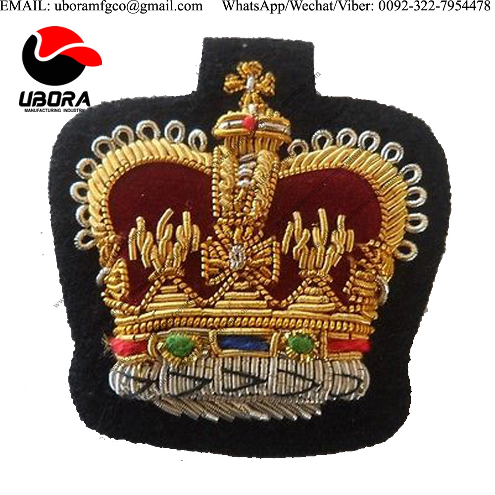 HAT CAP BADGE WO2 Crown, Warrant Officer, Army, Military, Mess Dress, Black Sleeve Rank Patch 